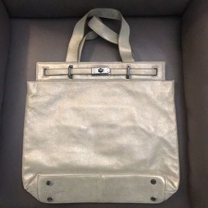Donald Pliner silver suede tote